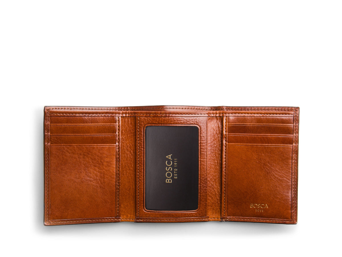 Bosca Double I.D. Trifold Dark Brown