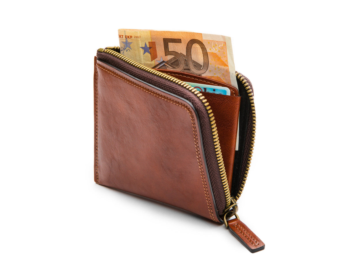Bosca Euro Zip Wallet Amber