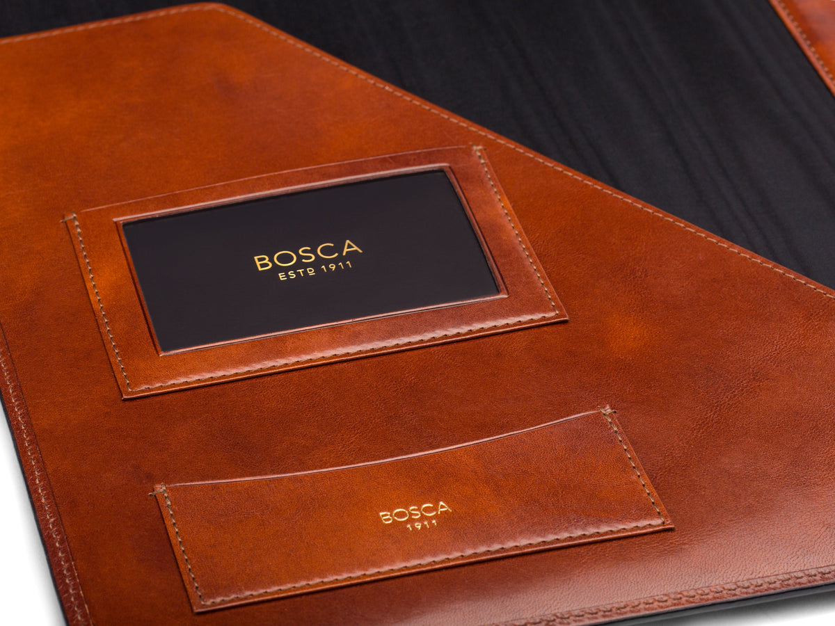 Bosca 8 1/2 x 11 Writing Pad Cover Old Leather Classic Amber