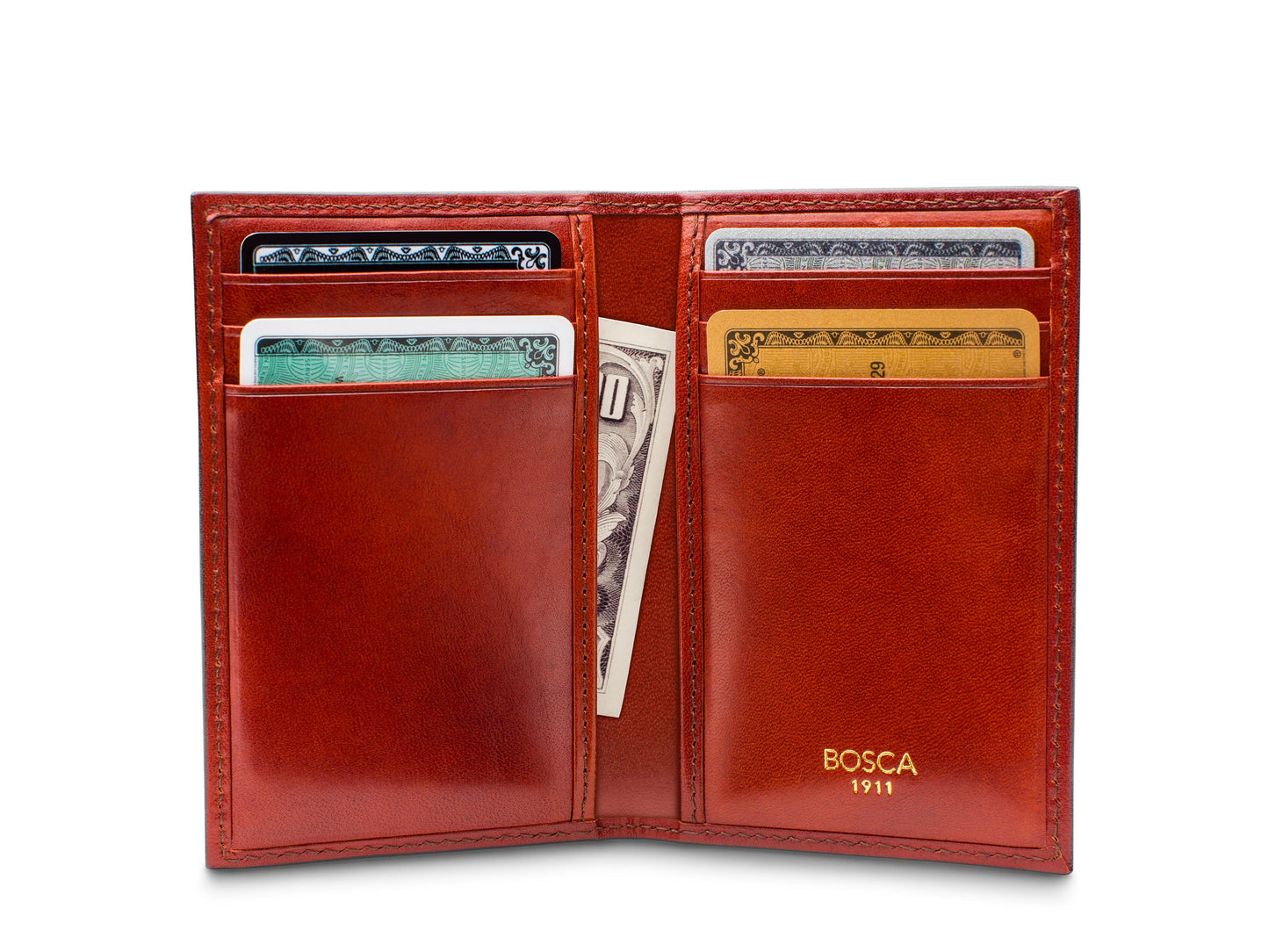 Bosca Old Leather 8 Pocket Credit Card Case Cognac