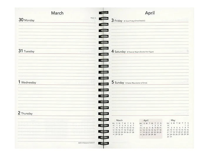 Bosca Spiral Calendar Refill for Address Book / Weekly Minder - 2027 Cream