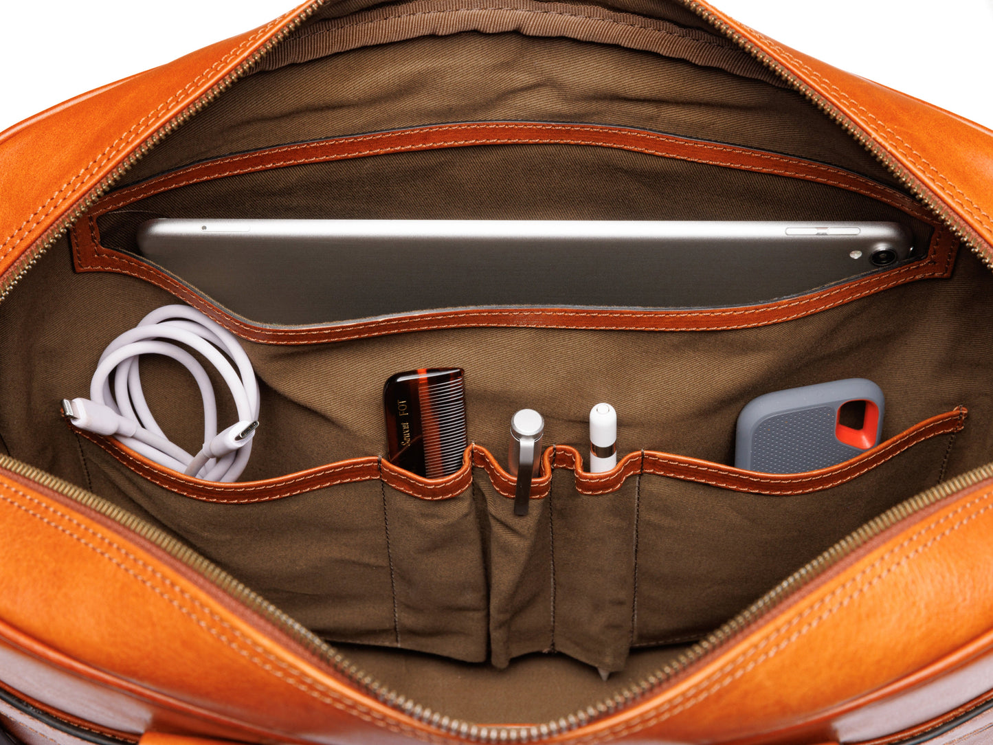 Bosca Italia Single Gusset Stringer Bag  Amber