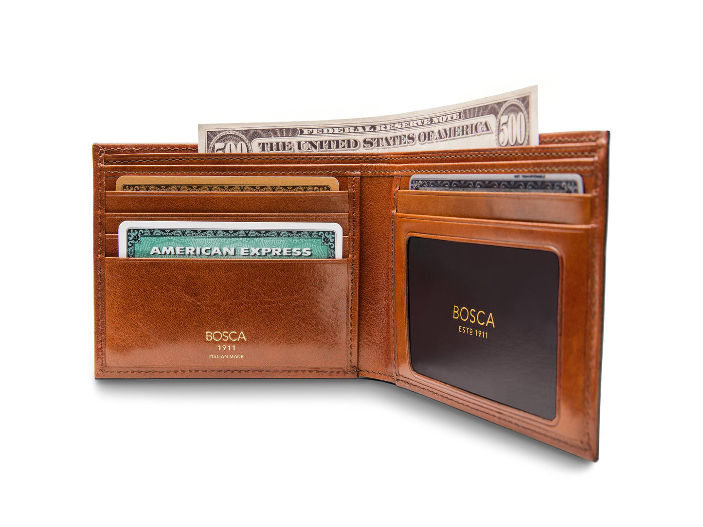 Bosca Old Leather Italia Executive I.D. Wallet Amber