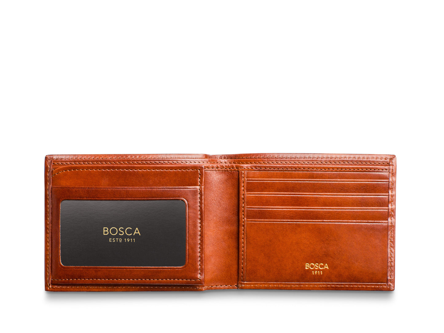 Bosca Old Leather Bifold With Card / I.D. Flap Amber