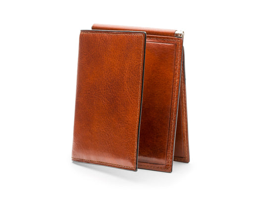 Bosca Old Leather Money Clip W/ Pocket Amber