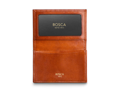 Bosca Old Leather Full Gusset, 2 Pkt Card Case W/ I.D. Cognac