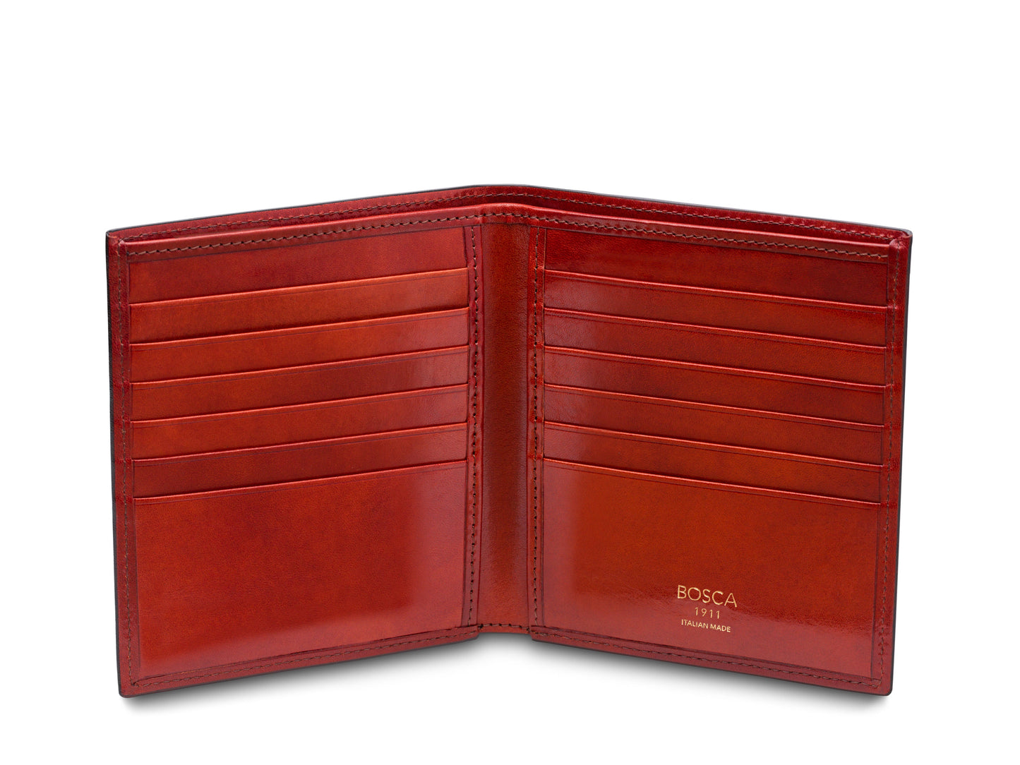 Bosca Old Leather Italia 12 Pocket Credit Wallet Cognac