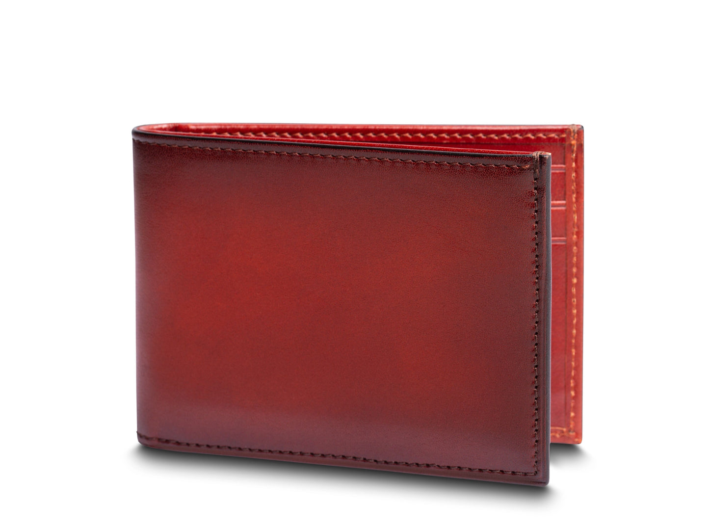 Bosca Smoked Old Leather Small Bifold Wallet Smoked Red