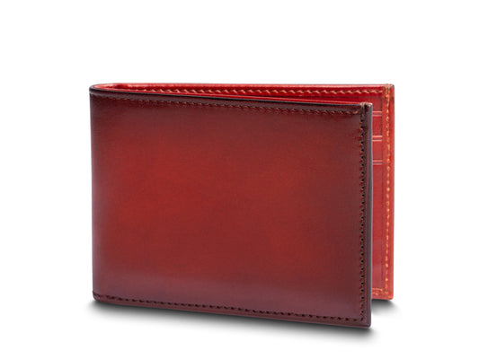 Bosca Smoked Old Leather Small Bifold Wallet Smoked Red