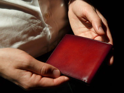 Bosca Smoked Old Leather Small Bifold Wallet Smoked Red
