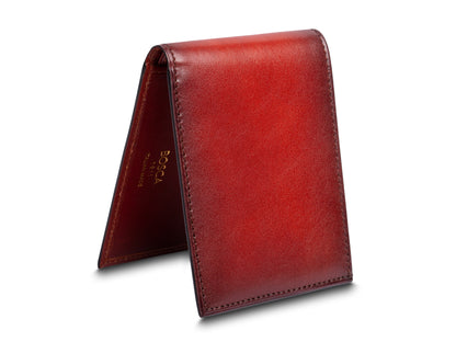 Bosca Smoked Old Leather Small Bifold Wallet Smoked Red
