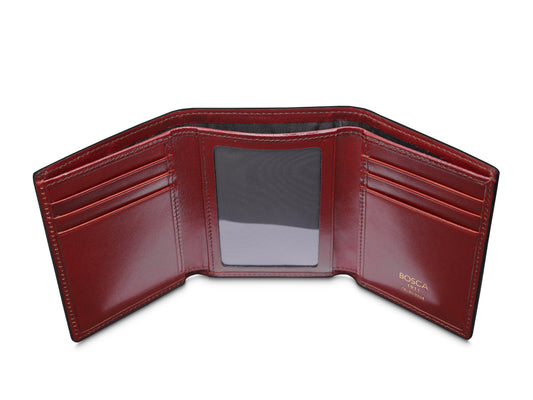 Bosca Italia Double I.D. Trifold Wallet Dark Brown
