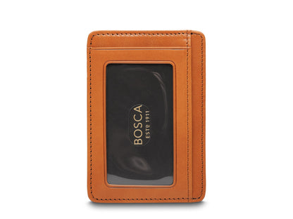 Bosca Old Leather AirTag 7 Pocket I.D. Card Case Saddle