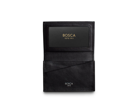 Bosca Nappa Vitello Full Gusset, 2 Pkt Card Case w/I.D. Black