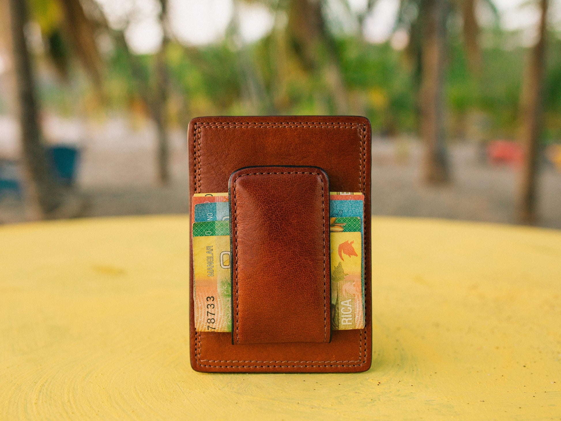 Bosca Dolce Italia Front Pocket Wallet Amber