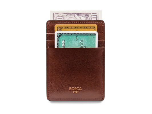Bosca Deluxe Front Pocket Wallet  Dark Brown