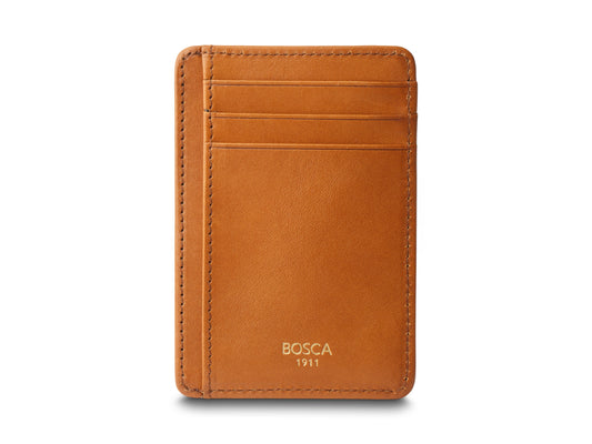 Bosca Old Leather 7 Pocket I.D. Card Case -RFID Saddle