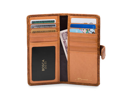 Bosca Ostrich Print Slim Credit Case Ostrich