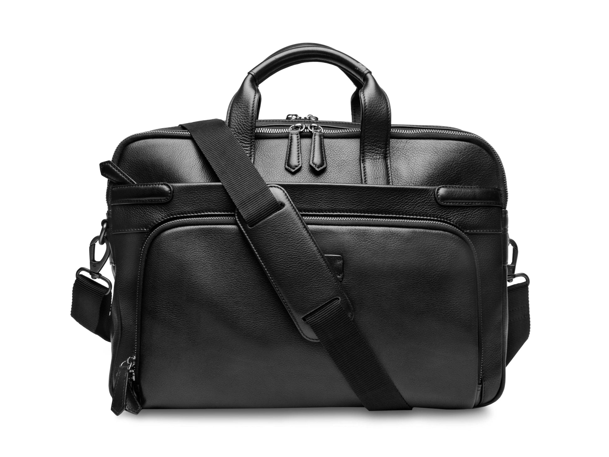 Bosca Nappa Soft Double Zip Brief Bag Black