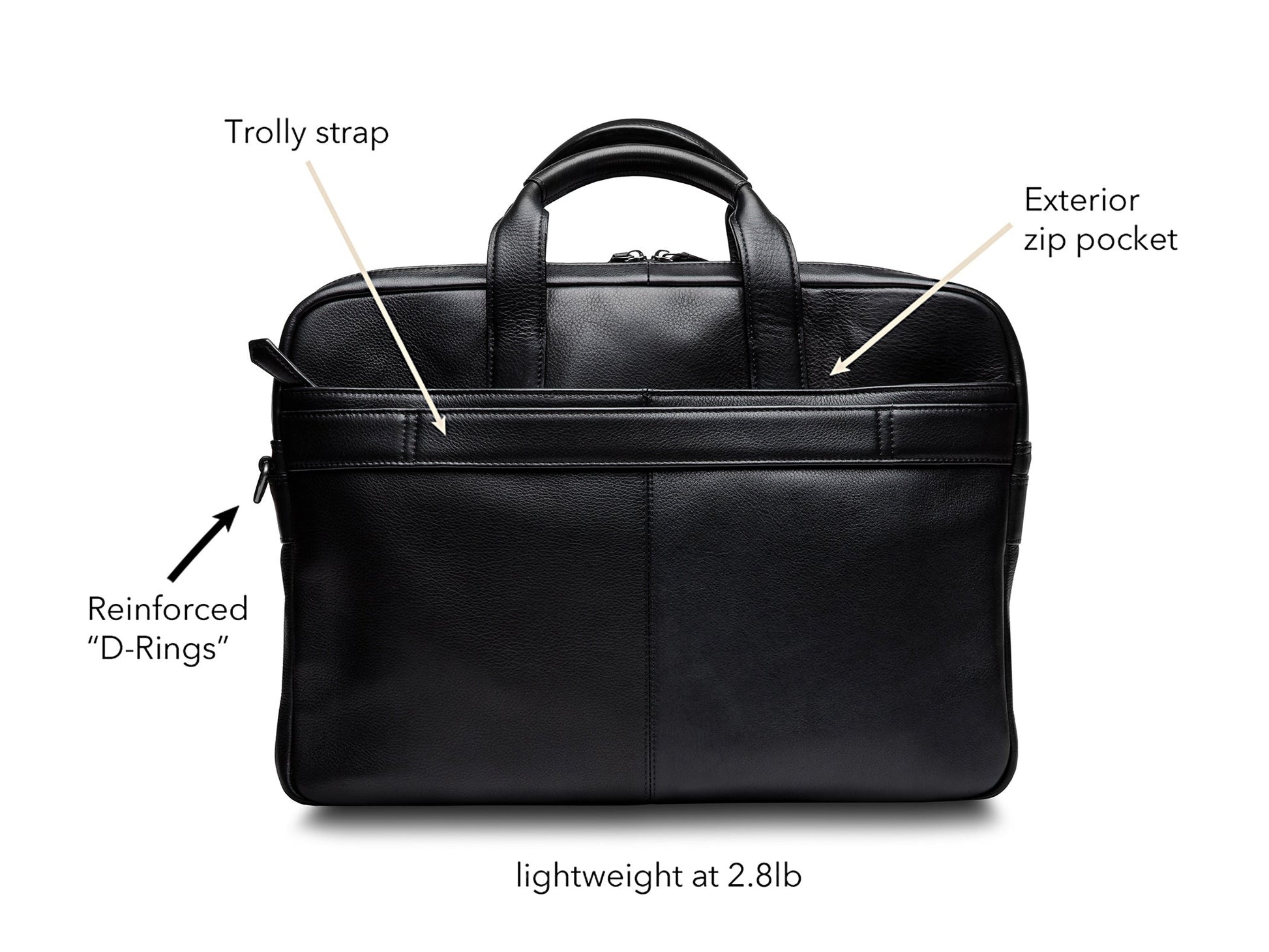 Bosca Nappa Soft Double Zip Brief Bag Black
