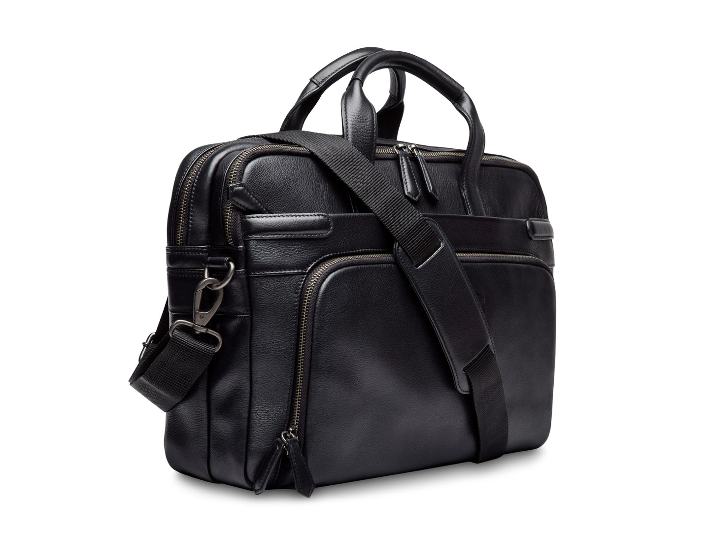 Bosca Nappa Soft Double Zip Brief Bag Black