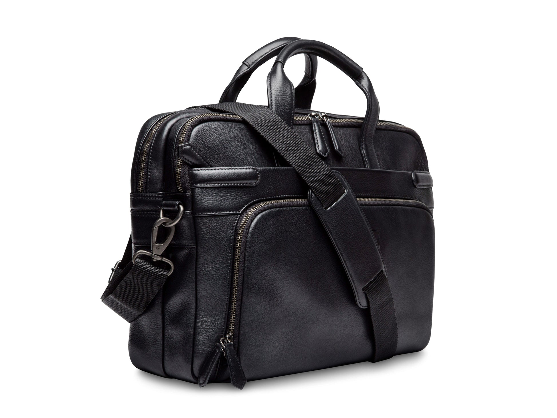 Bosca Nappa Soft Double Zip Brief Bag Black