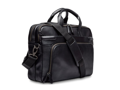 Bosca Nappa Soft Double Zip Brief Bag Black