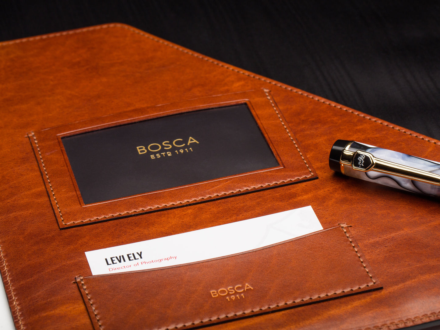 Bosca Soft Cover Pad Portfolio  Amber