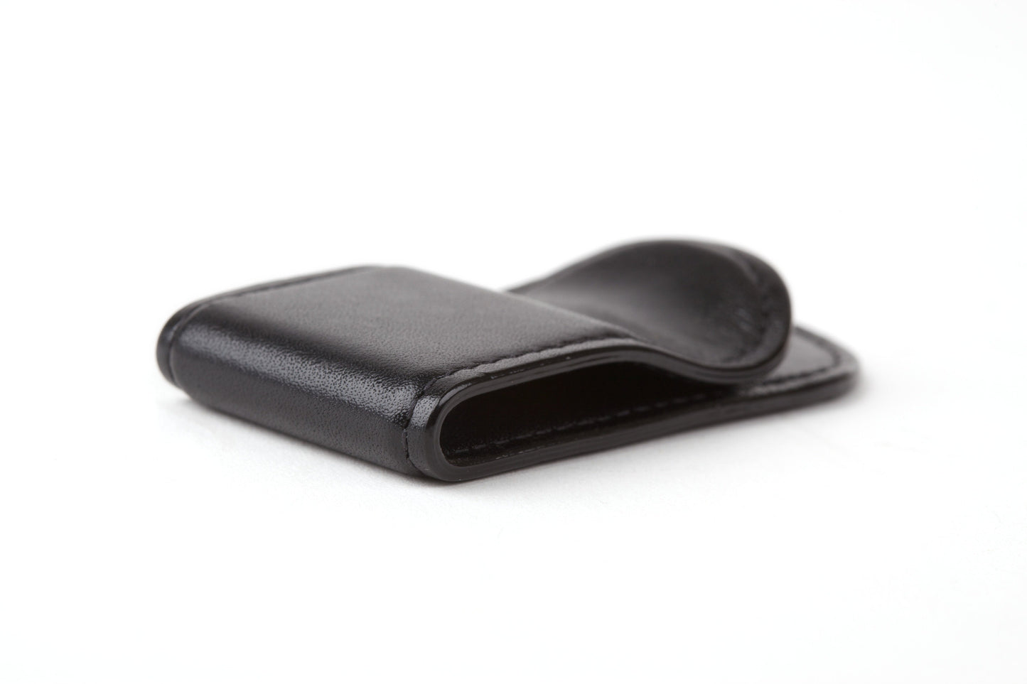 Bosca Leather-Covered Money Clip  Black