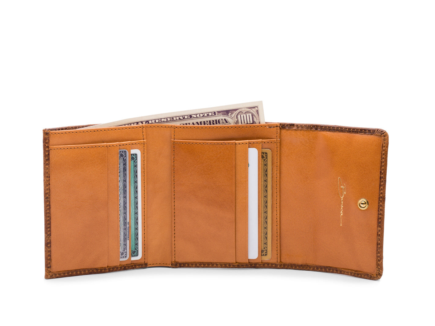 Bosca Bella Stille Small Wallet Ostrich Brown