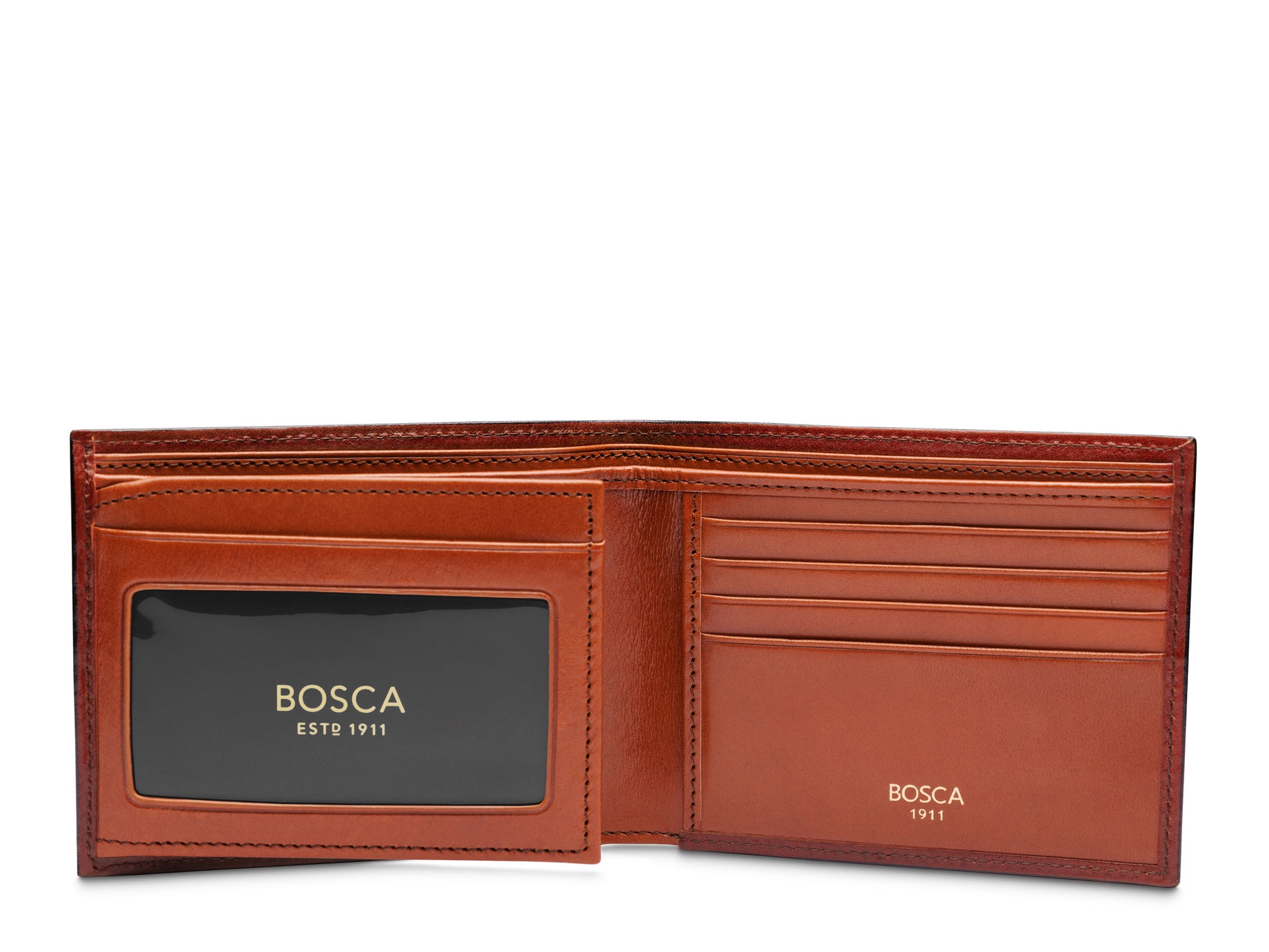 Bosca Contrast Old Leather Bifold w/ ID Flap Amber/Saddle