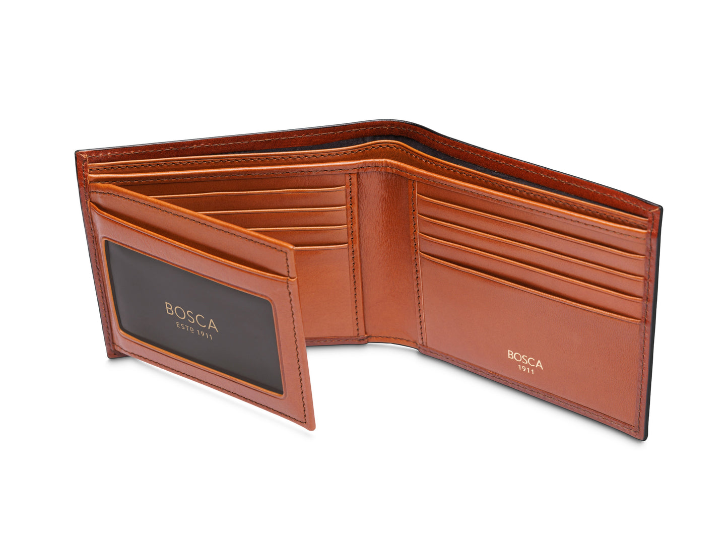 Bosca Contrast Old Leather Bifold w/ ID Flap Amber/Saddle