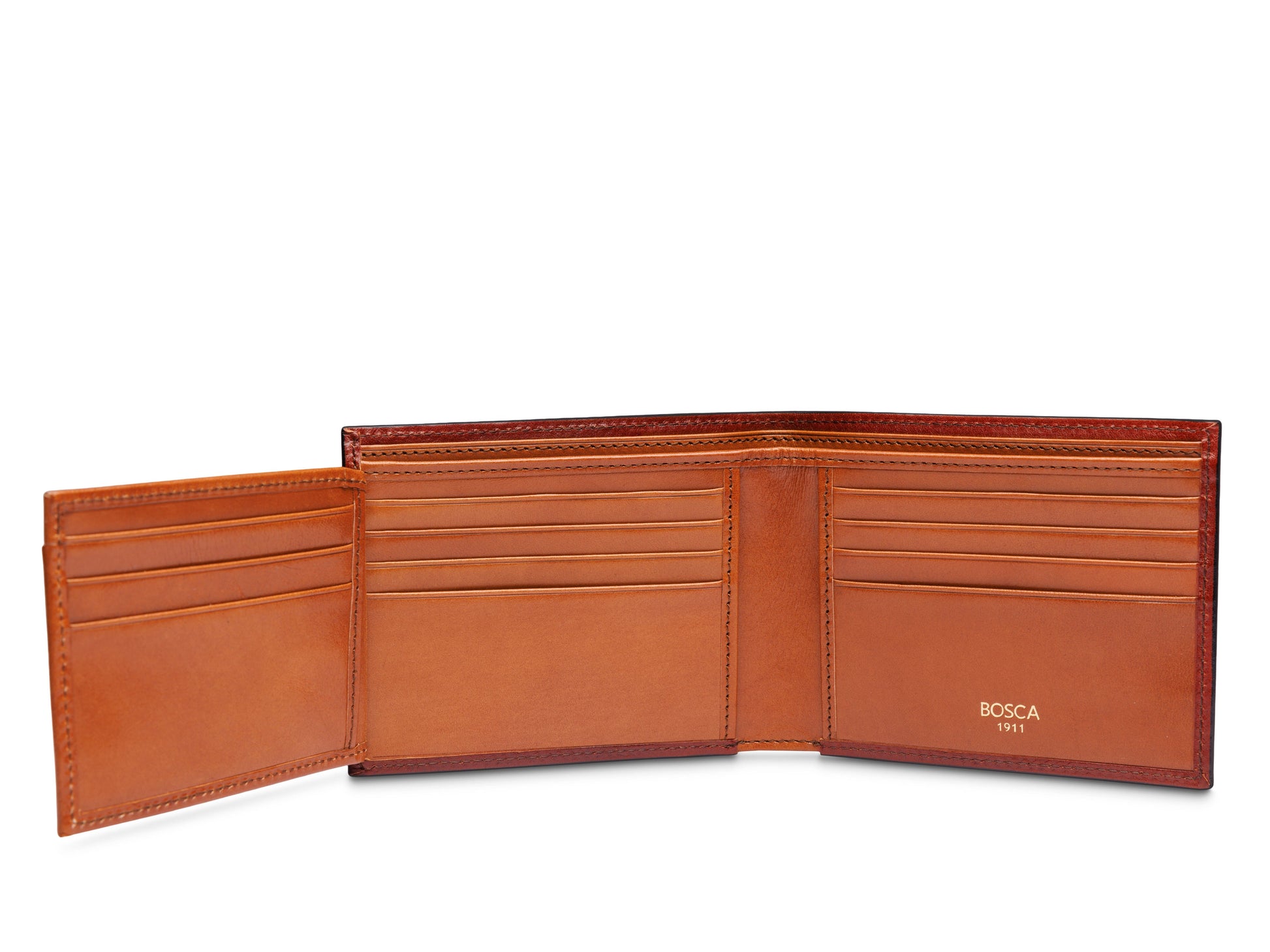 Bosca Contrast Old Leather Bifold w/ ID Flap Amber/Saddle